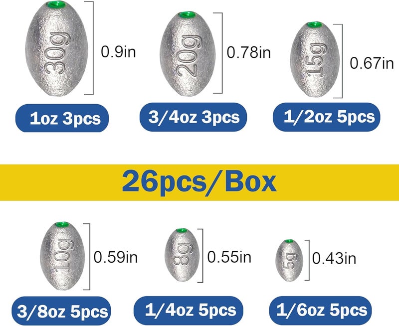 TKHDBF Egg Weights Egg Fishing Sinkers Lead Weights Catfish Weights Slide Sinkers for Fishing Line Assortment - Image 3